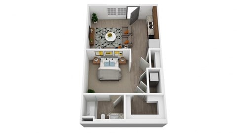 Floor plan for studio, 1 bath, 573 sqft